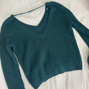 Forever 21 Deep Green V-Neck Sweater